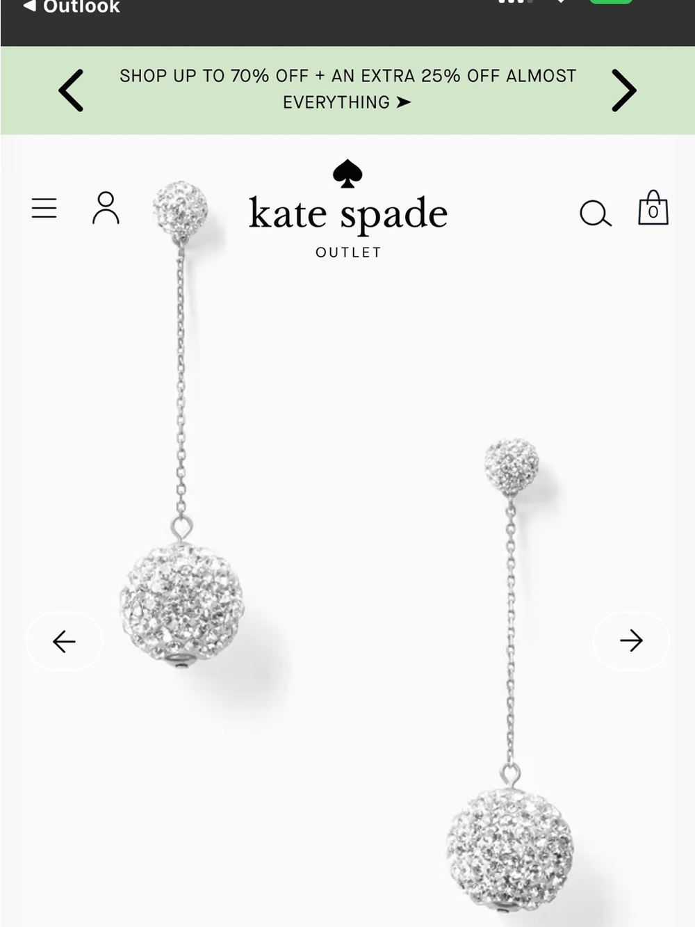 KATE SPADE SILVER RAZZLE DAZZLE LINEAR EARRINGS — WORN ONCE